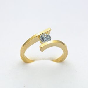 18K Gold Open-Band Ring | 0.50ct Natural Round Brilliant Diamond | G/SI1
